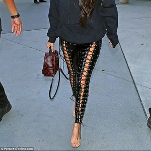 KARDASHIAN INSPIRED LACE UP LEATHER PANTS